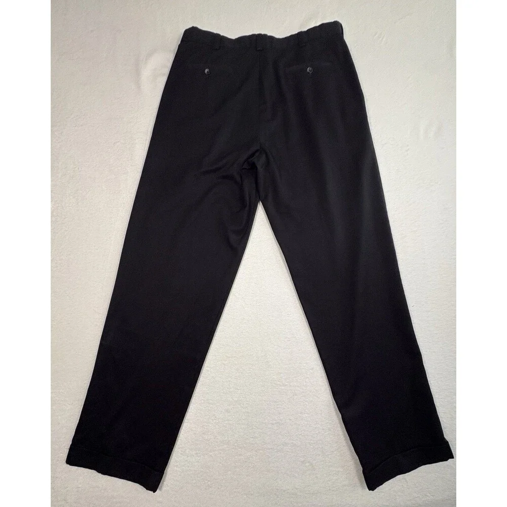 IZOD American Chino Men’s Black Double Pleated Dress Pants 36x34 Cuffed Classic